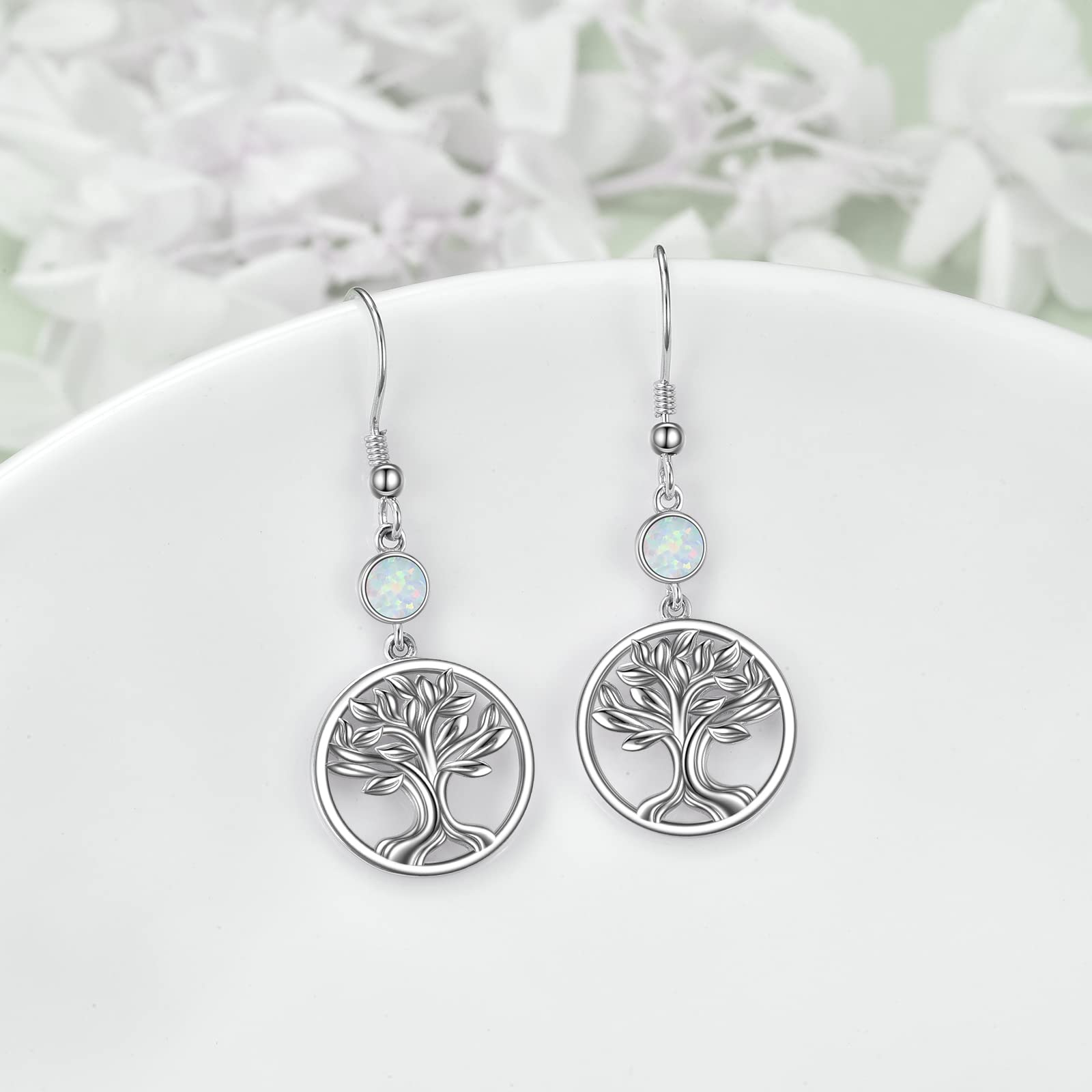 lotus/Pressed Flower/Shamrock/Forget Not Me/Four Leaf Clover/Tree of Life/Cross/Rose/Earring 925 Sterling Silver Astronaut/Raccoon/Moth/Sunflower Jewelry for Women - Image 4