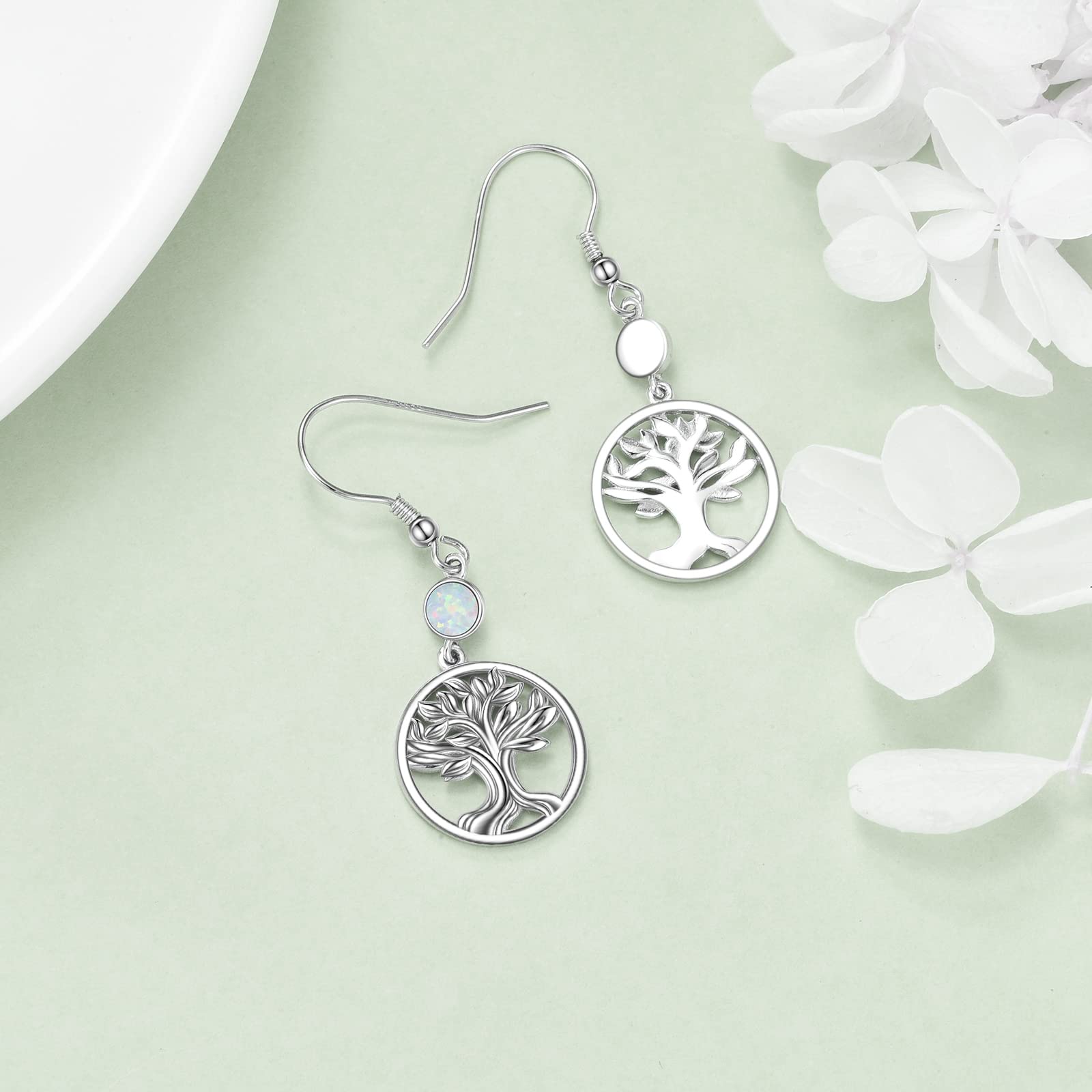 lotus/Pressed Flower/Shamrock/Forget Not Me/Four Leaf Clover/Tree of Life/Cross/Rose/Earring 925 Sterling Silver Astronaut/Raccoon/Moth/Sunflower Jewelry for Women - Image 5