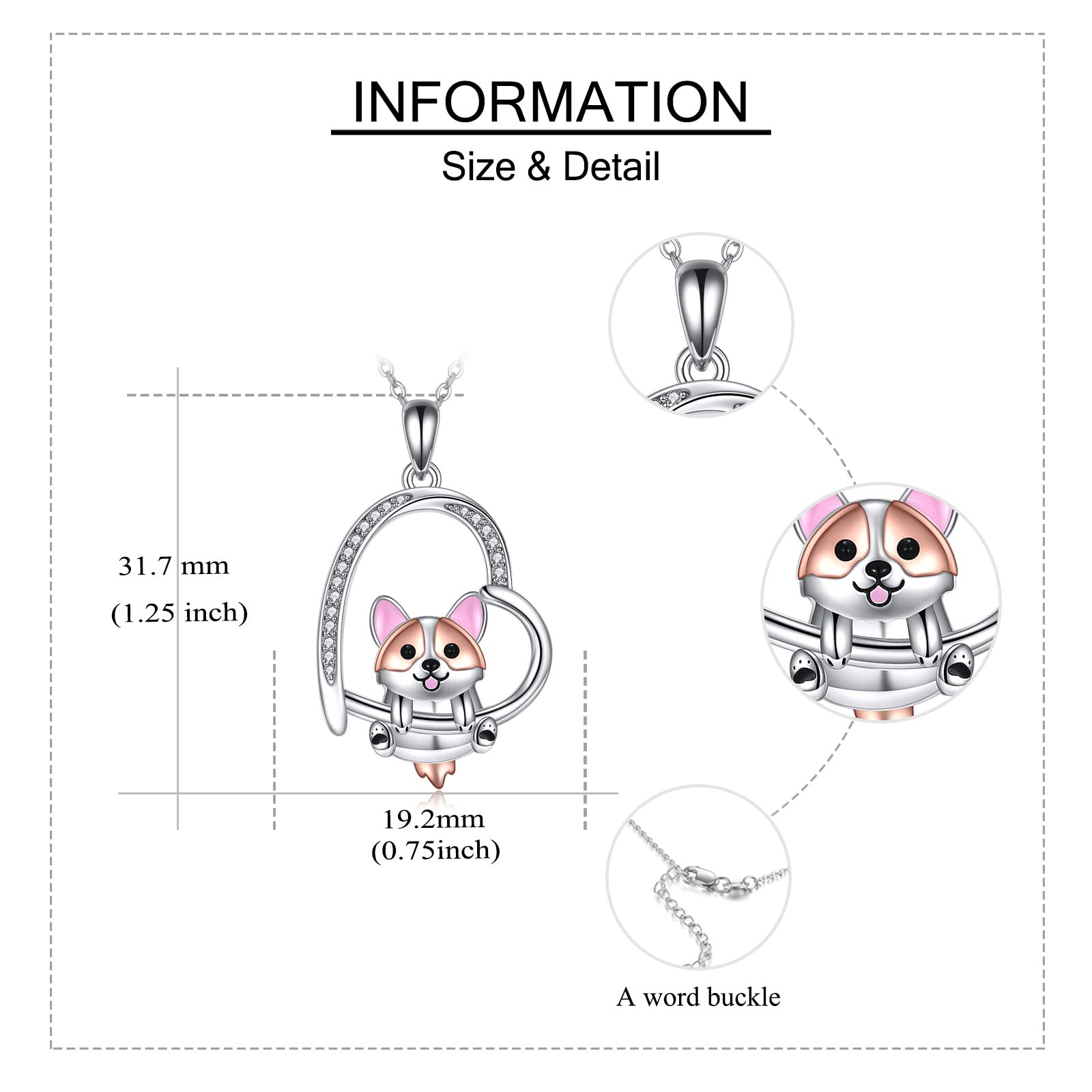 MONGAS Animal Necklace for Women Sterling Silver Duck/Axolotl/Hippo/Corgis/Puffin/Blue Jay/Ferret/Pug/Skunk/Dachshund/Violin/Snowman Necklace Cute Animal Jewelry Gifts for Women Mother Mom - Image 3