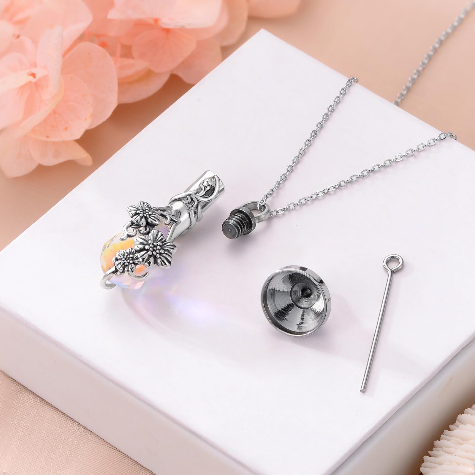 MONGAS Arrowhead/Celtic Knot/Tree of Life/Cherry Blossom Urn Necklace Sterling Silver Created Turquoise Arrowhead Pendant Arrow Viking Jewelry for Men - Image 4