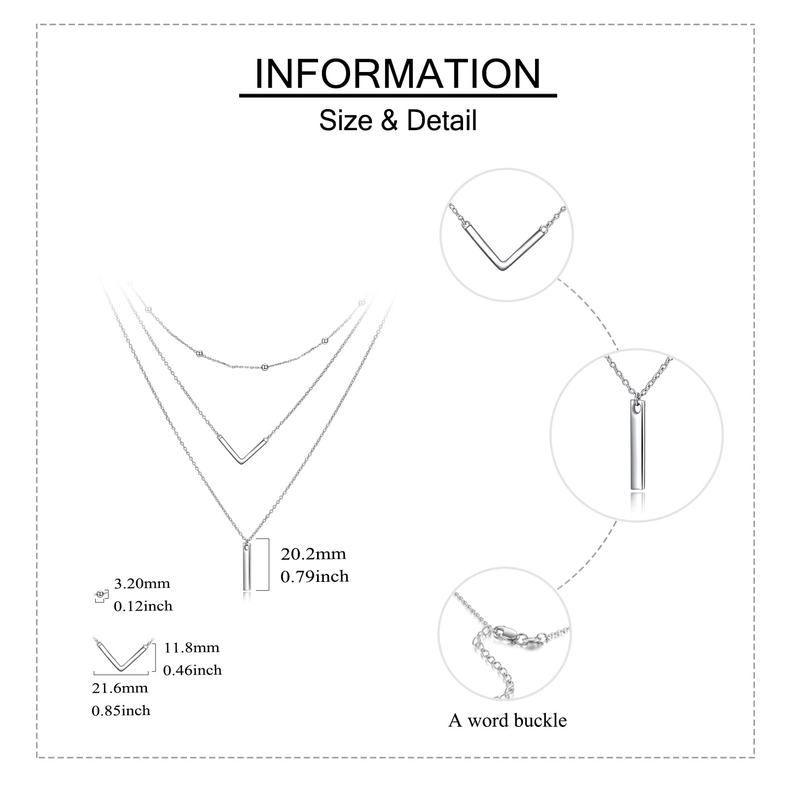 MONGAS Boho Layered Necklace Sterling Silver Triple 3 Stacked Vertical Bar Triangle Long Layering Necklaces Christmas Jewelry Gifts for Women - Image 5