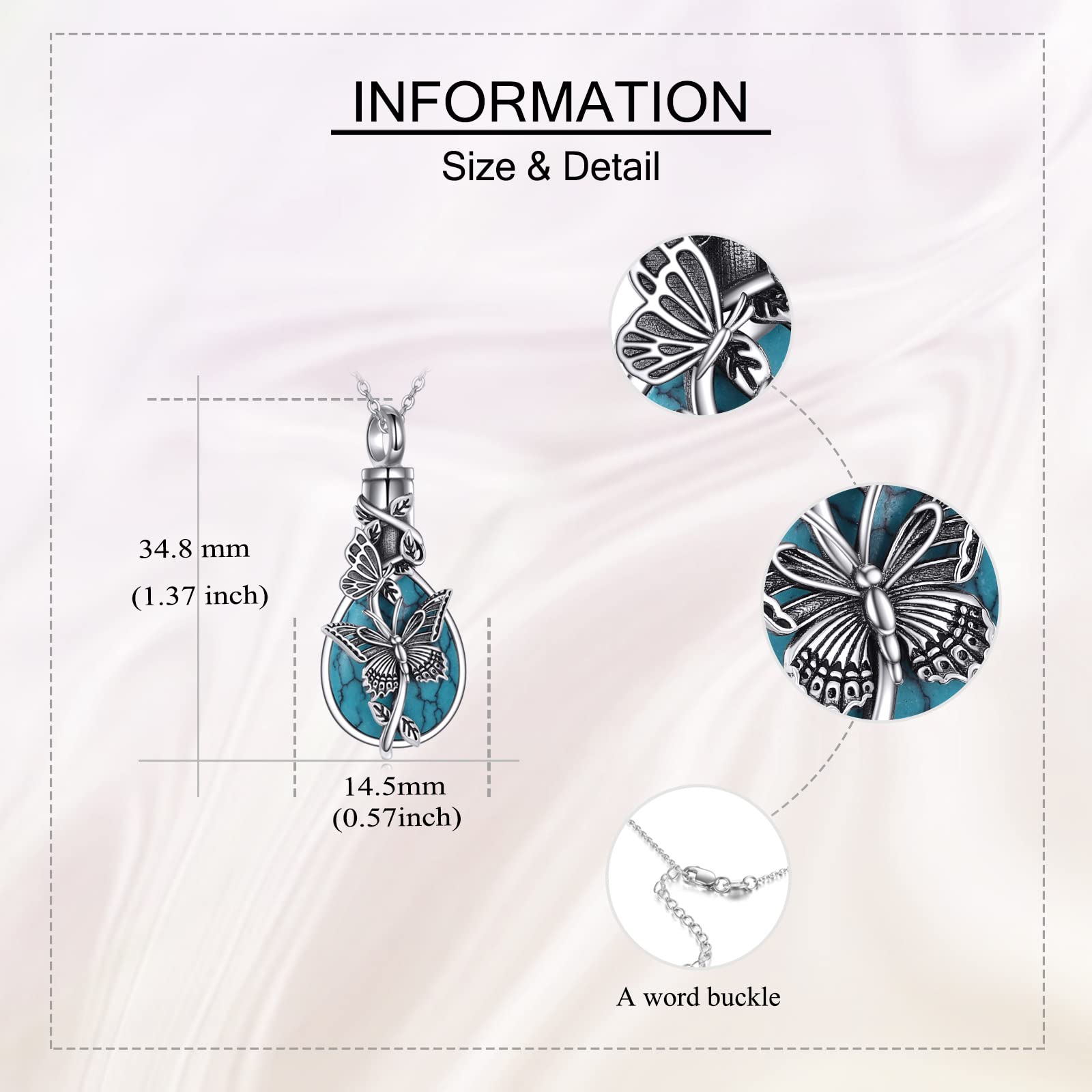 MONGAS Butterfly Urn Necklace for Ashes for Women 925 Sterling Silver Heart Crystal Condolence Cremation Jewelry Remembrance Gift for Loss - Image 3