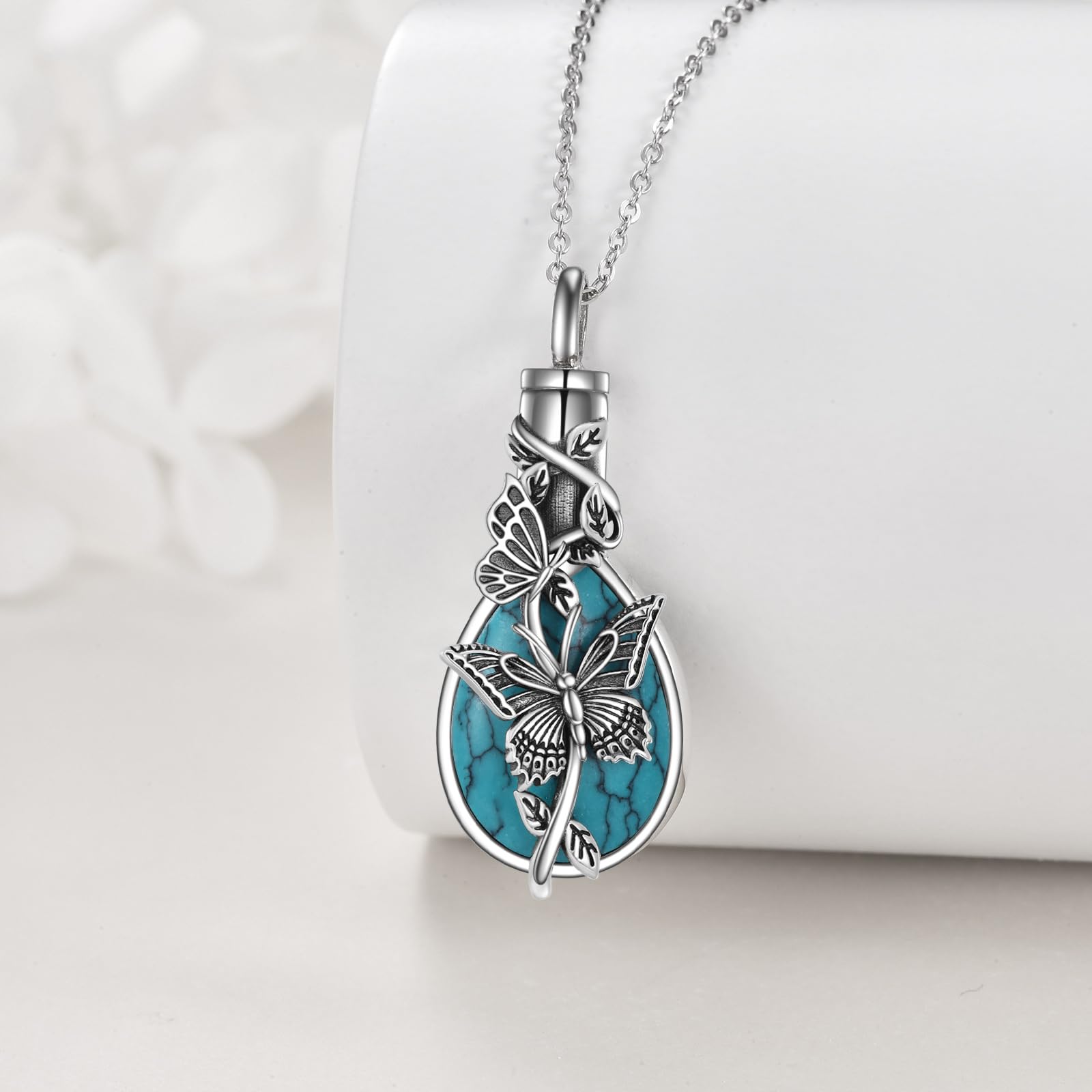 MONGAS Butterfly Urn Necklace for Ashes for Women 925 Sterling Silver Heart Crystal Condolence Cremation Jewelry Remembrance Gift for Loss - Image 4