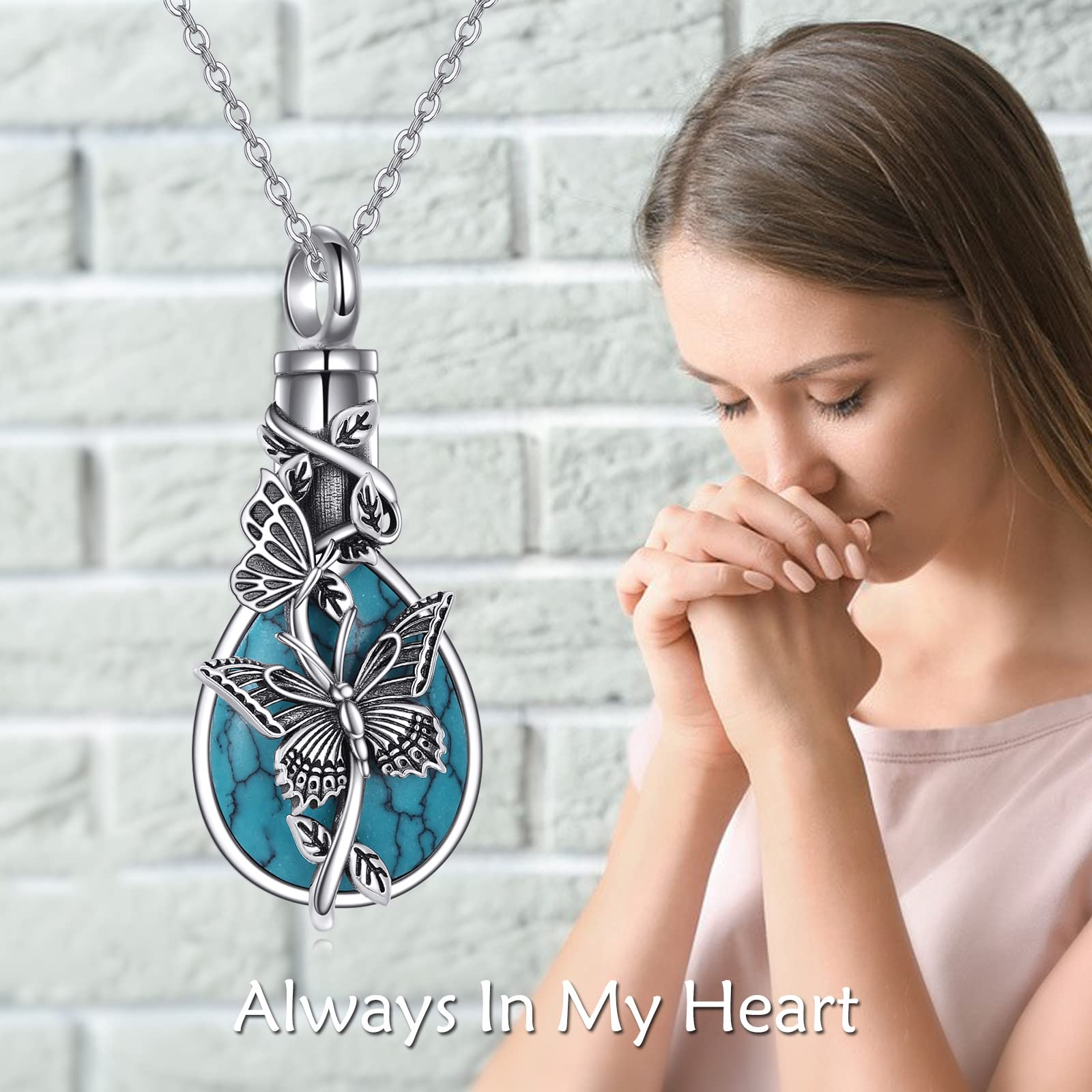 MONGAS Butterfly Urn Necklace for Ashes for Women 925 Sterling Silver Heart Crystal Condolence Cremation Jewelry Remembrance Gift for Loss - Image 6