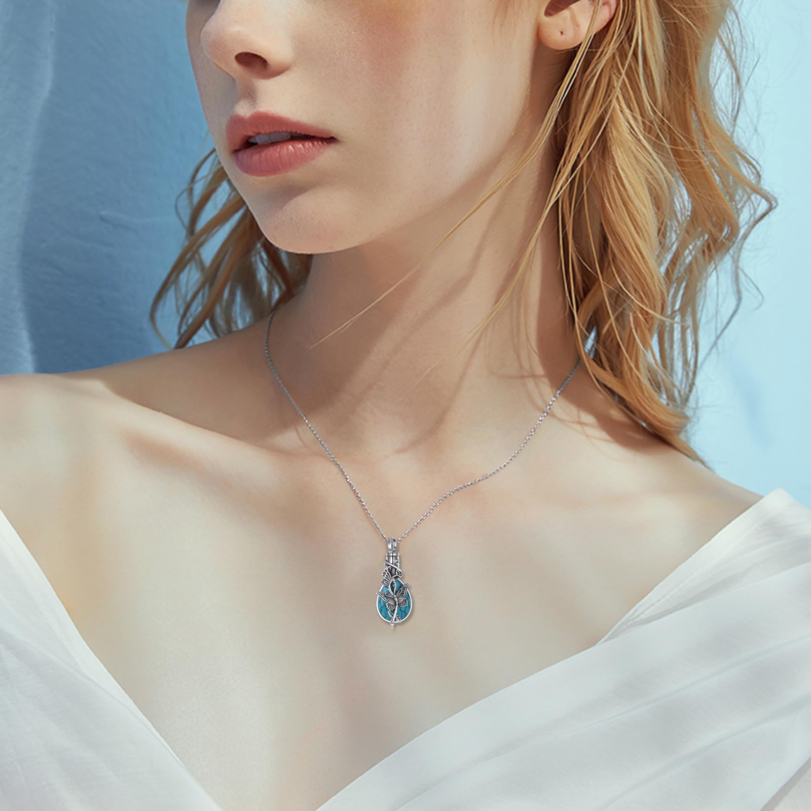 MONGAS Butterfly Urn Necklace for Ashes for Women 925 Sterling Silver Heart Crystal Condolence Cremation Jewelry Remembrance Gift for Loss - Image 7