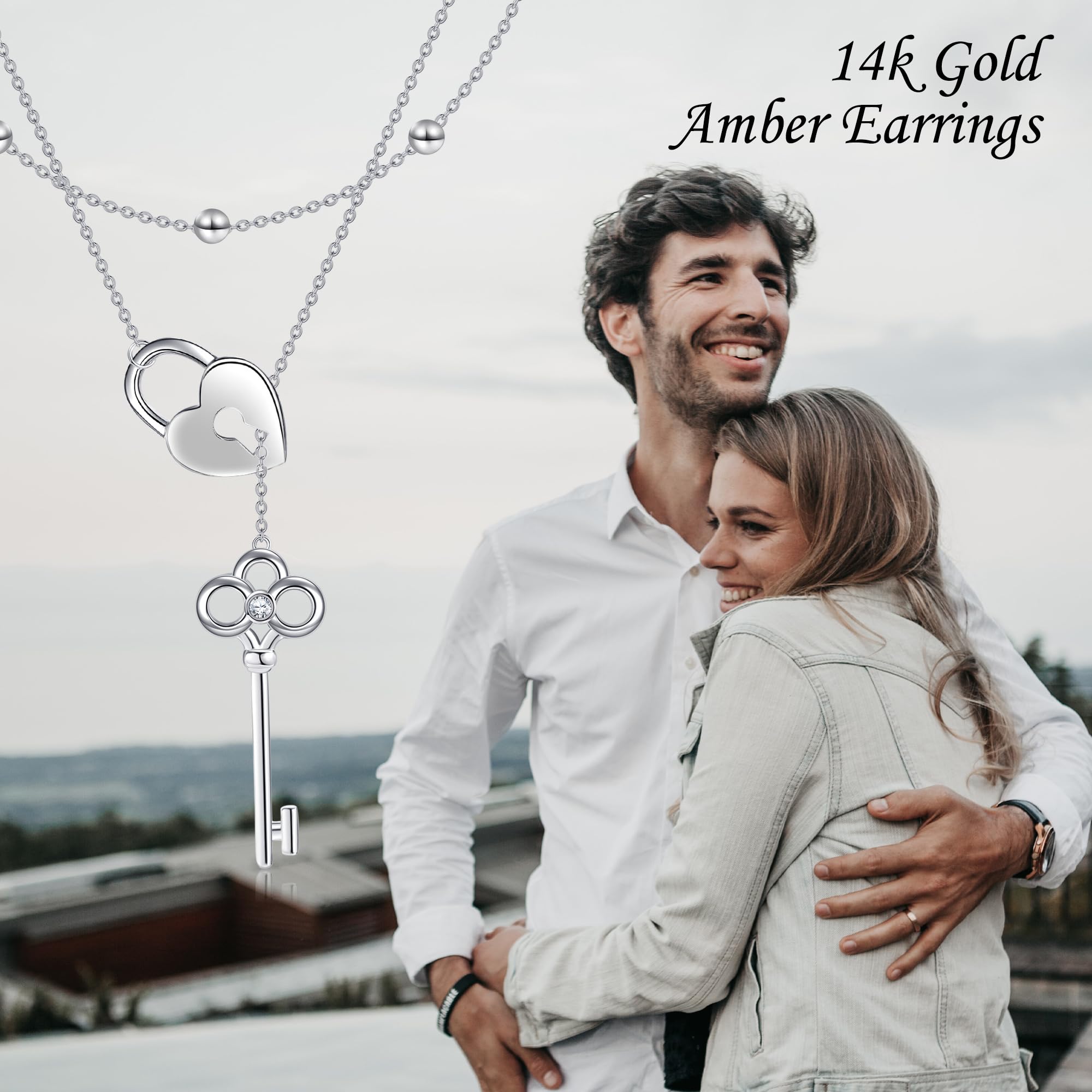 MONGAS Cowboy Boot/Lock and Key/Nurse/Cross Black/Snowflake/Music/Pearl/Penguin/Sunflower Necklace for Women Sterling Silver Layered Pendant Necklace for Women - Image 6