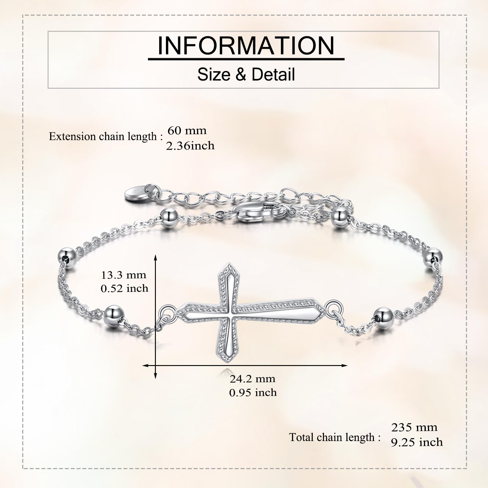 MONGAS Cross Bracelet Sterling Silver Cross Catholic Bracelet Christian Jewelry for Women - Image 5