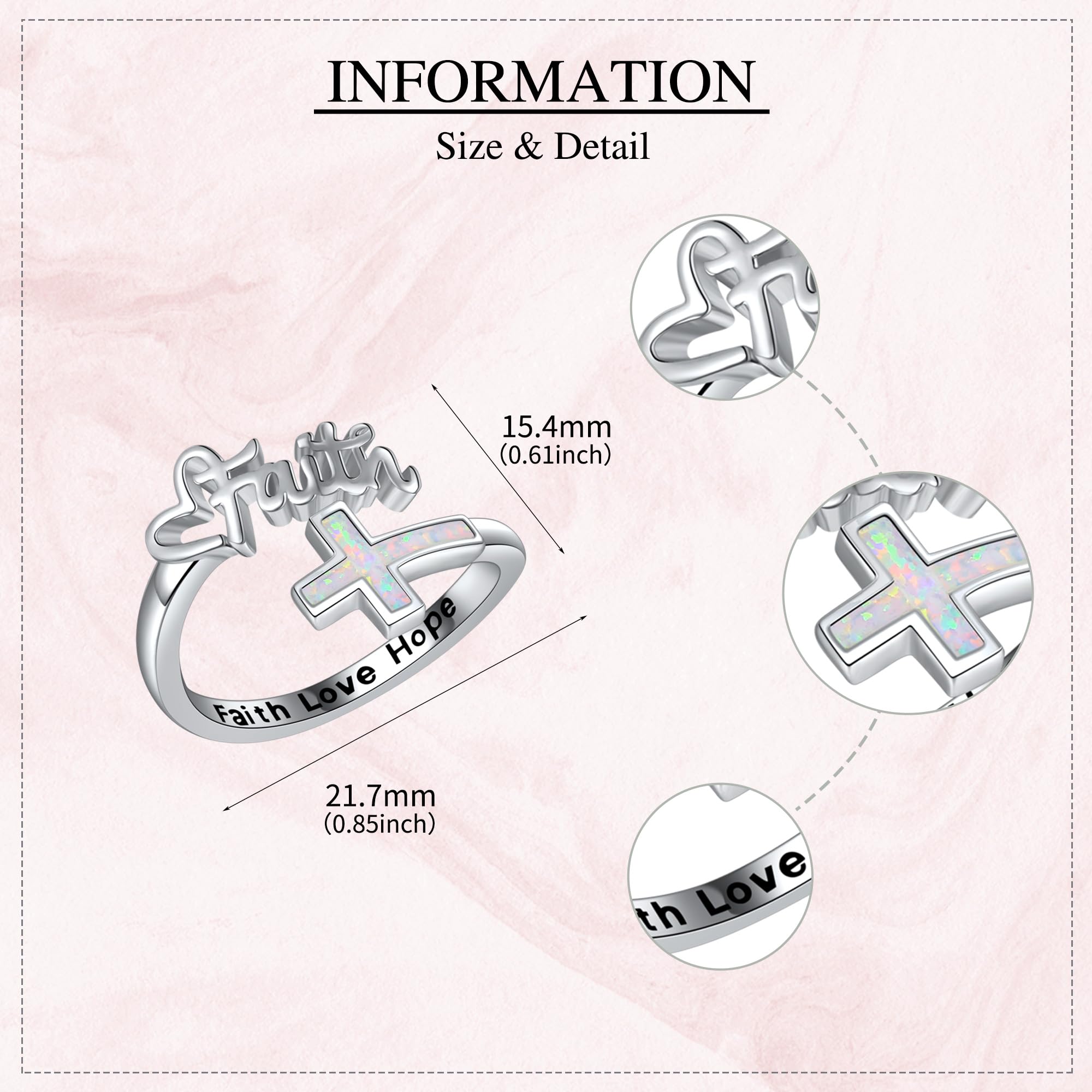 MONGAS Cross Highland Cow Adjustable Thumb Rings for Women Sterling Silver Cross Highland Cow Open Rings Jewelry Gifts for Women - Image 3