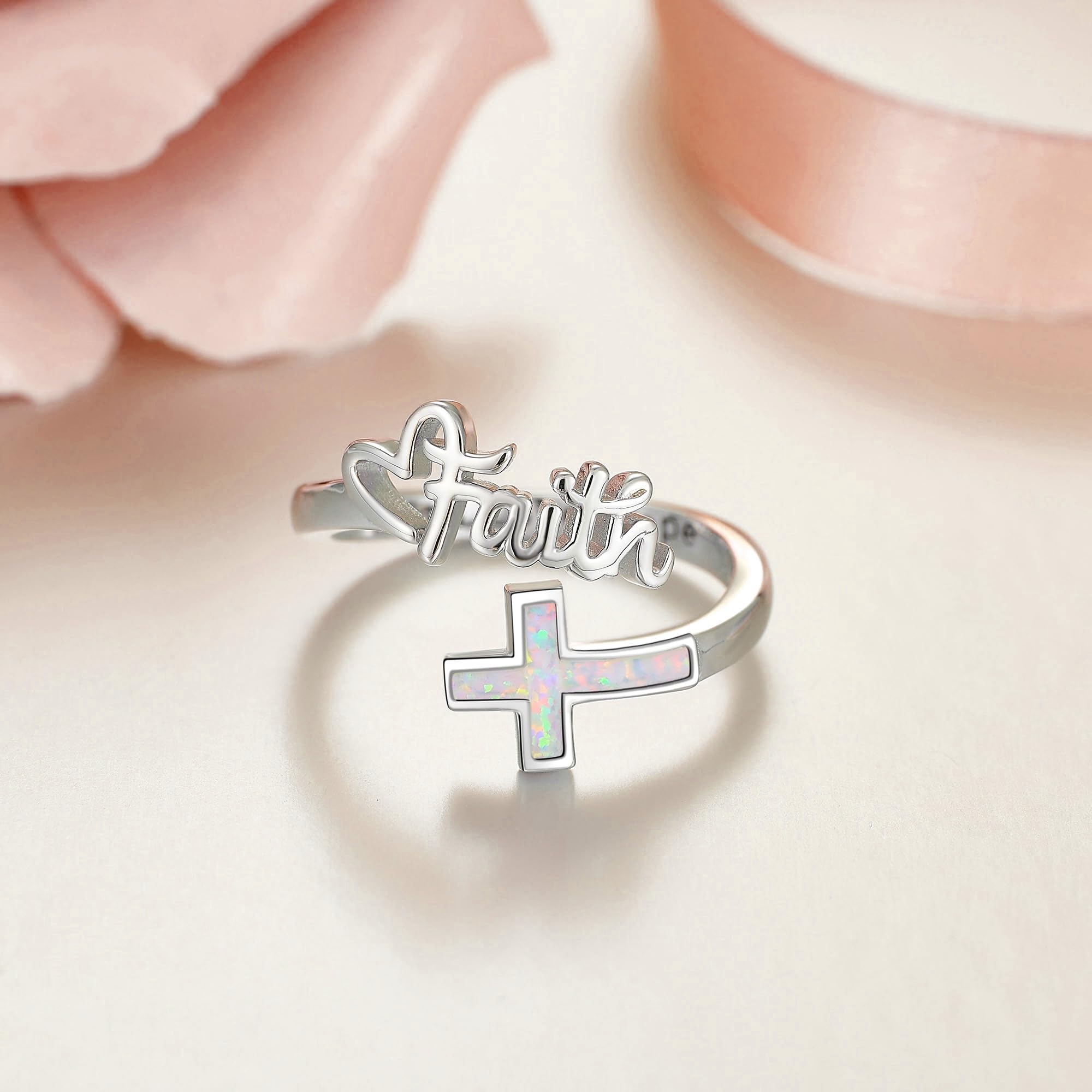 MONGAS Cross Highland Cow Adjustable Thumb Rings for Women Sterling Silver Cross Highland Cow Open Rings Jewelry Gifts for Women - Image 4