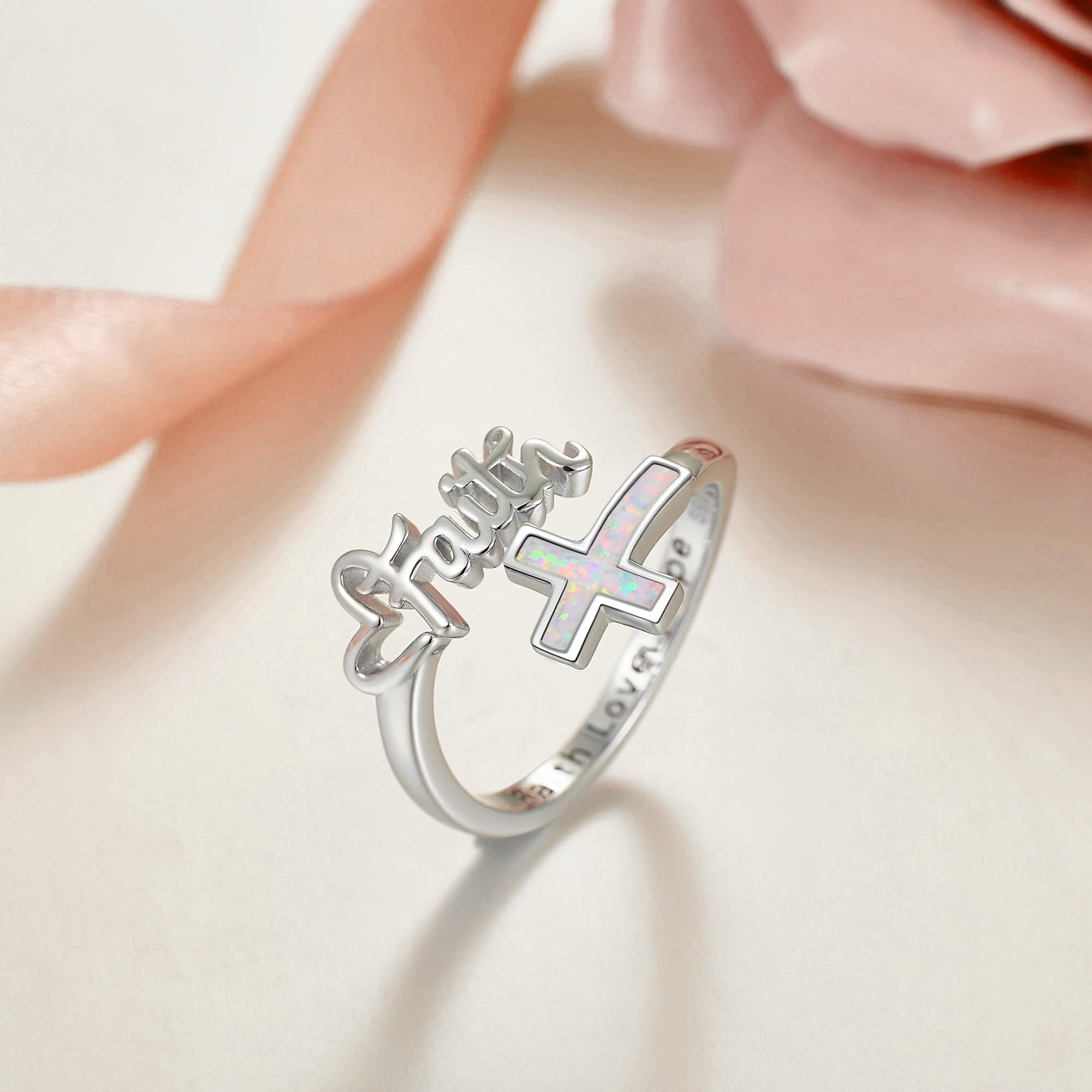 MONGAS Cross Highland Cow Adjustable Thumb Rings for Women Sterling Silver Cross Highland Cow Open Rings Jewelry Gifts for Women - Image 5