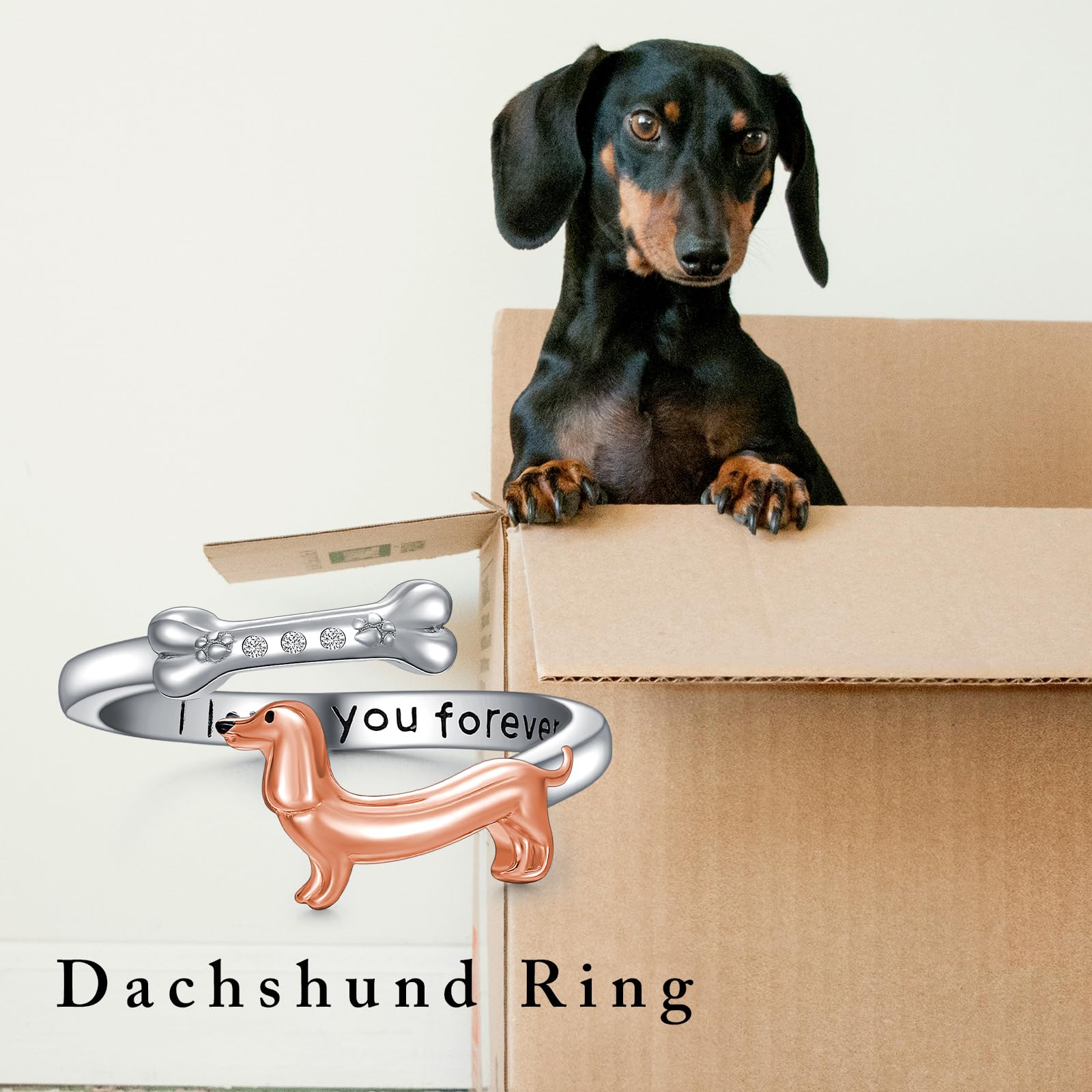 MONGAS Dachshund Sterling Silver Adjustable Ring Dog Dachshund Jewelry for Women - Image 6