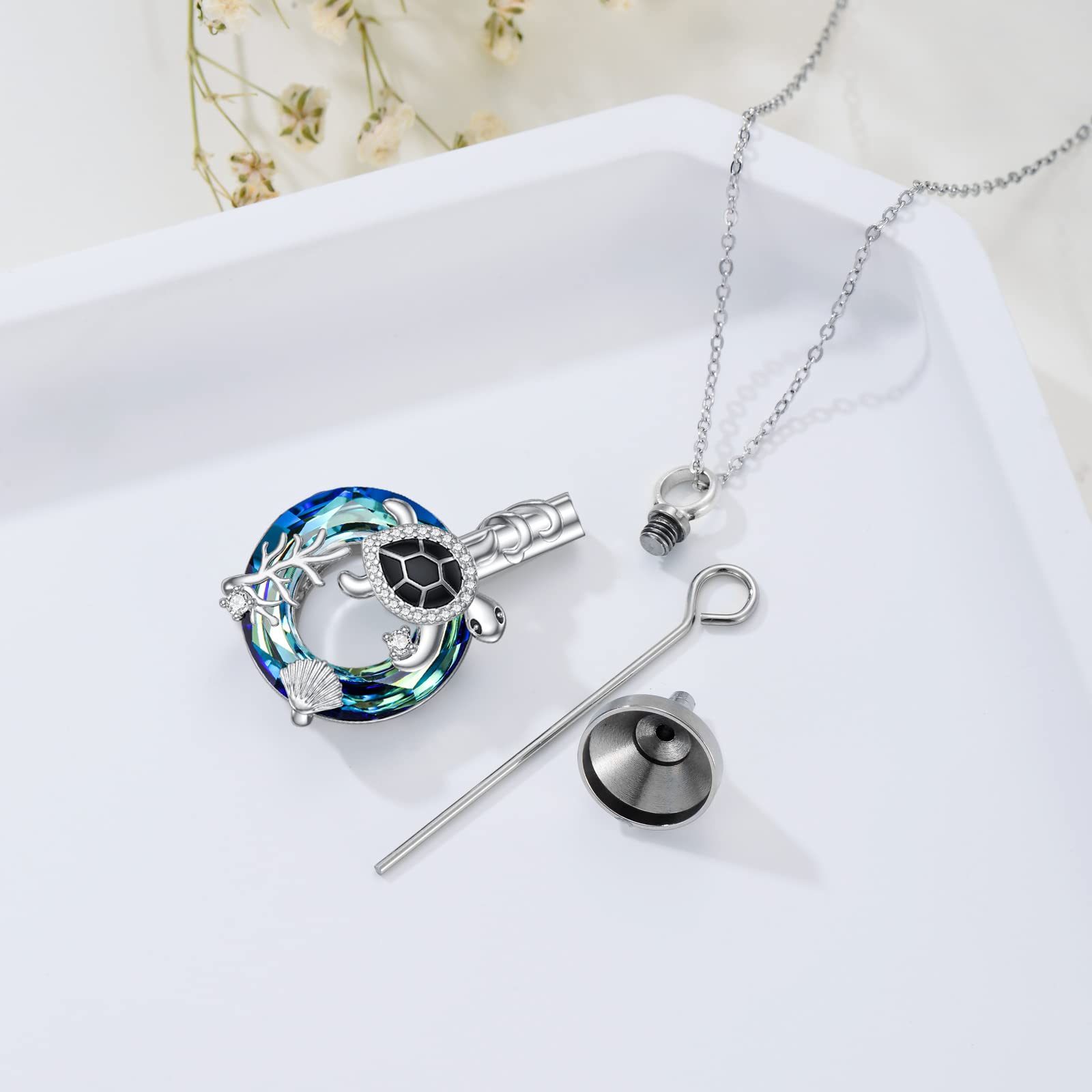 MONGAS Hummingbird/Turtle/Cat/Sloth/Cardinal/Phoenix Urn Necklace for Ashes for Women 925 Sterling Silver Cute Animal Cremation Jewelry Remembrance Gift for Loss - Image 4