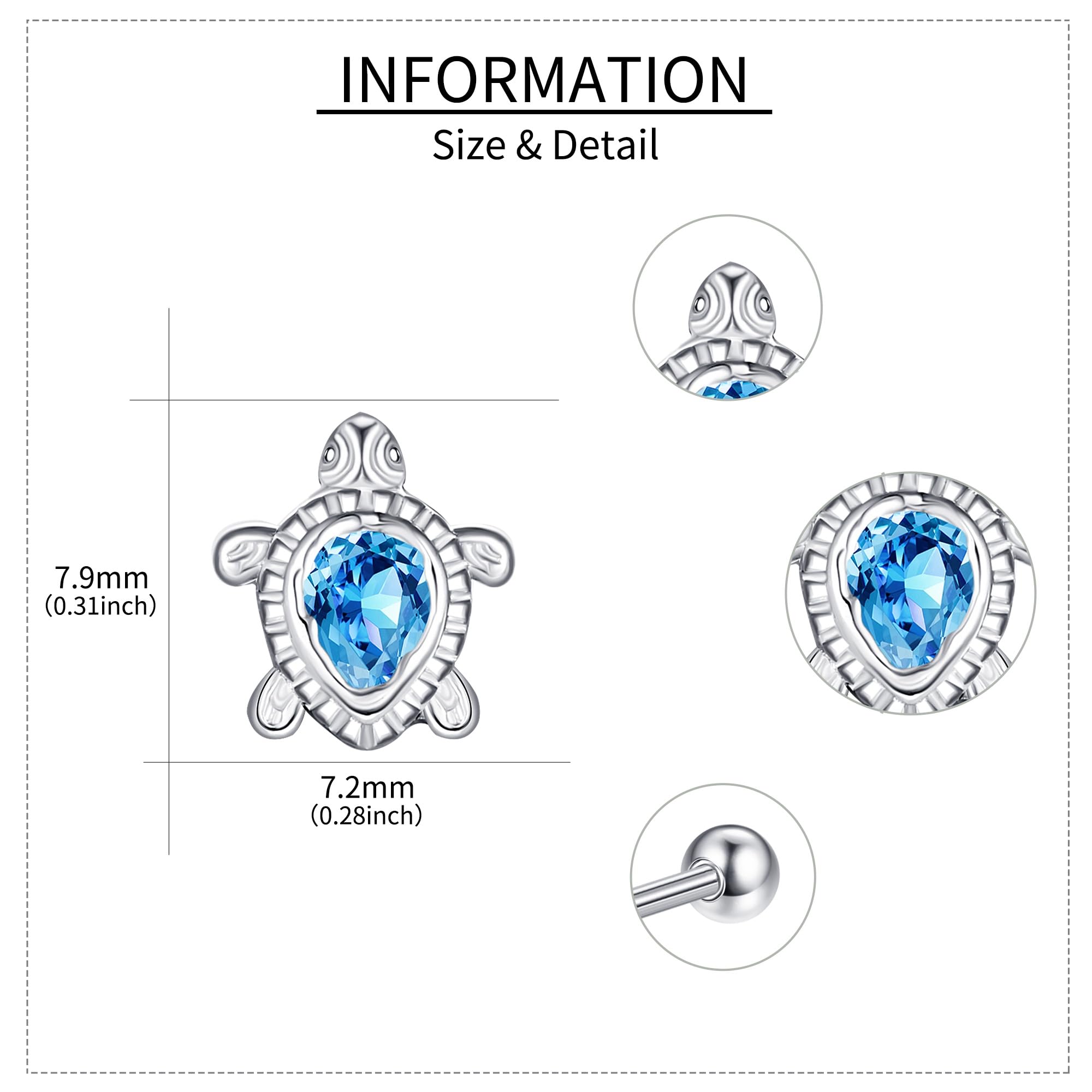 MONGAS Lotus/Cherry/Turtle/Seahorse/Ladybug/Daisy/Spike/Horse/Dachshund/Pickleball/Dragon/Earrings Sterling Silver Screw Back Stud Earrings Jewelry for Women - Image 3