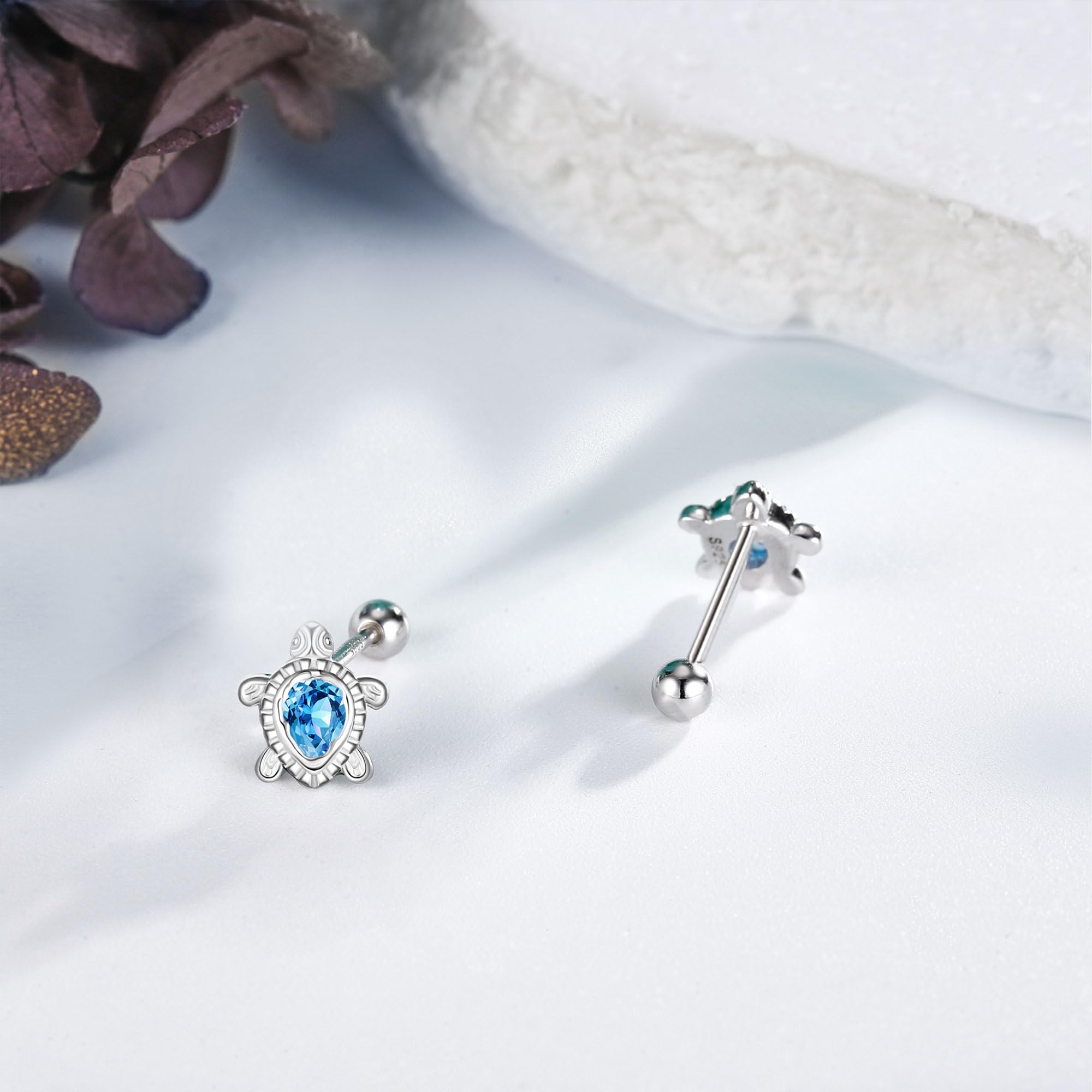 MONGAS Lotus/Cherry/Turtle/Seahorse/Ladybug/Daisy/Spike/Horse/Dachshund/Pickleball/Dragon/Earrings Sterling Silver Screw Back Stud Earrings Jewelry for Women - Image 5