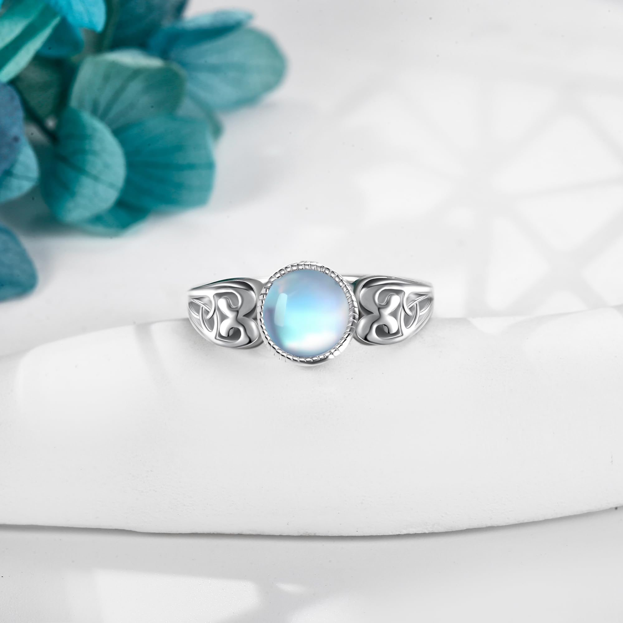 MONGAS Moonstone Rings Sterling Silver Moonstone Statement Ring Moonstone Jewelry for Women - Image 3
