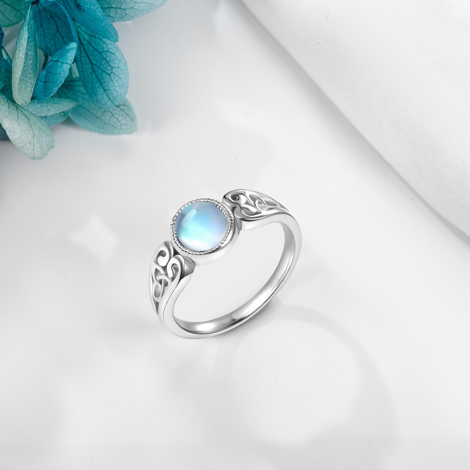 MONGAS Moonstone Rings Sterling Silver Moonstone Statement Ring Moonstone Jewelry for Women - Image 4