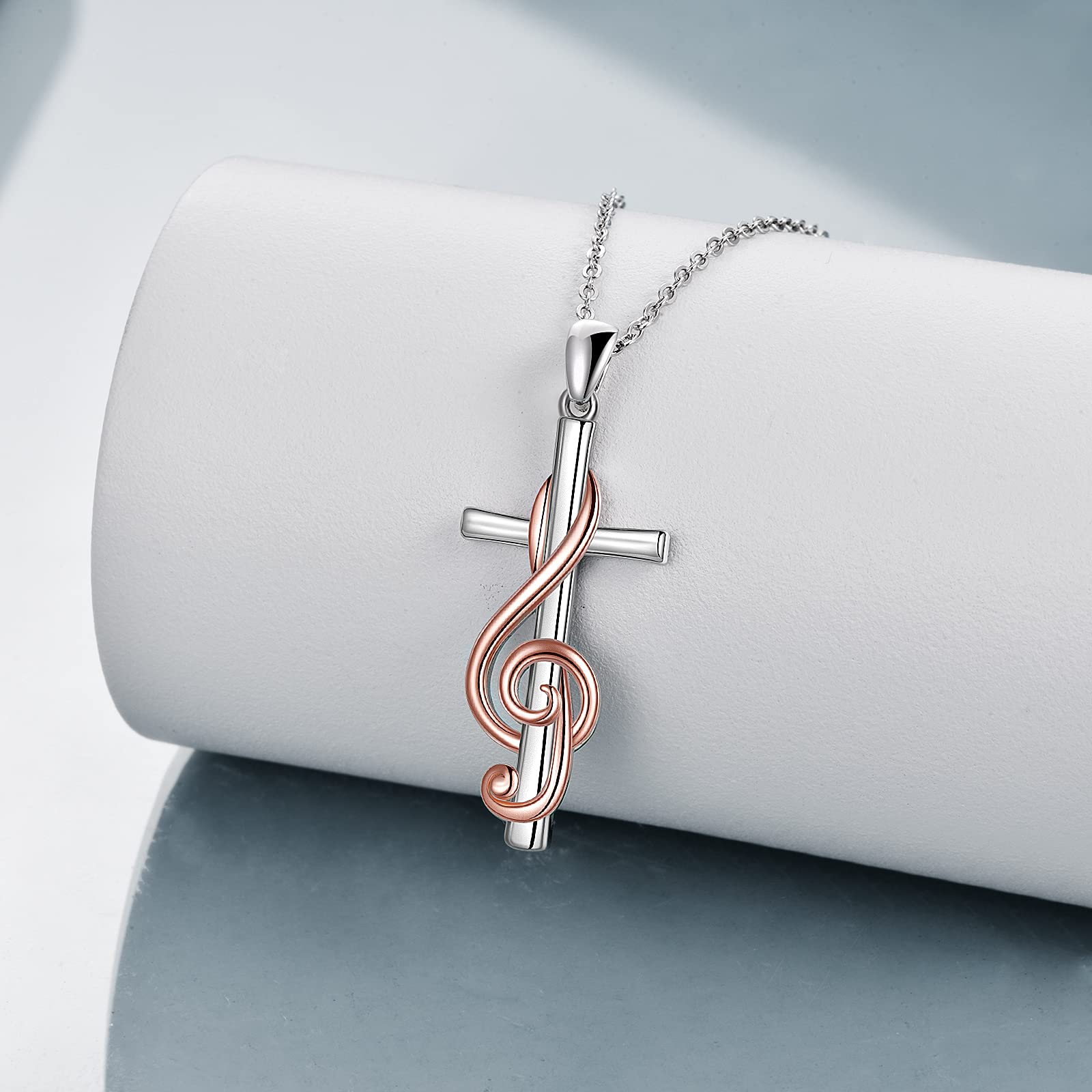 MONGAS Music Note Necklace Sterling Silver Cross Necklace for Women Treble Clef Music Jewelry Choir Gifts for Women Musicians - Image 5