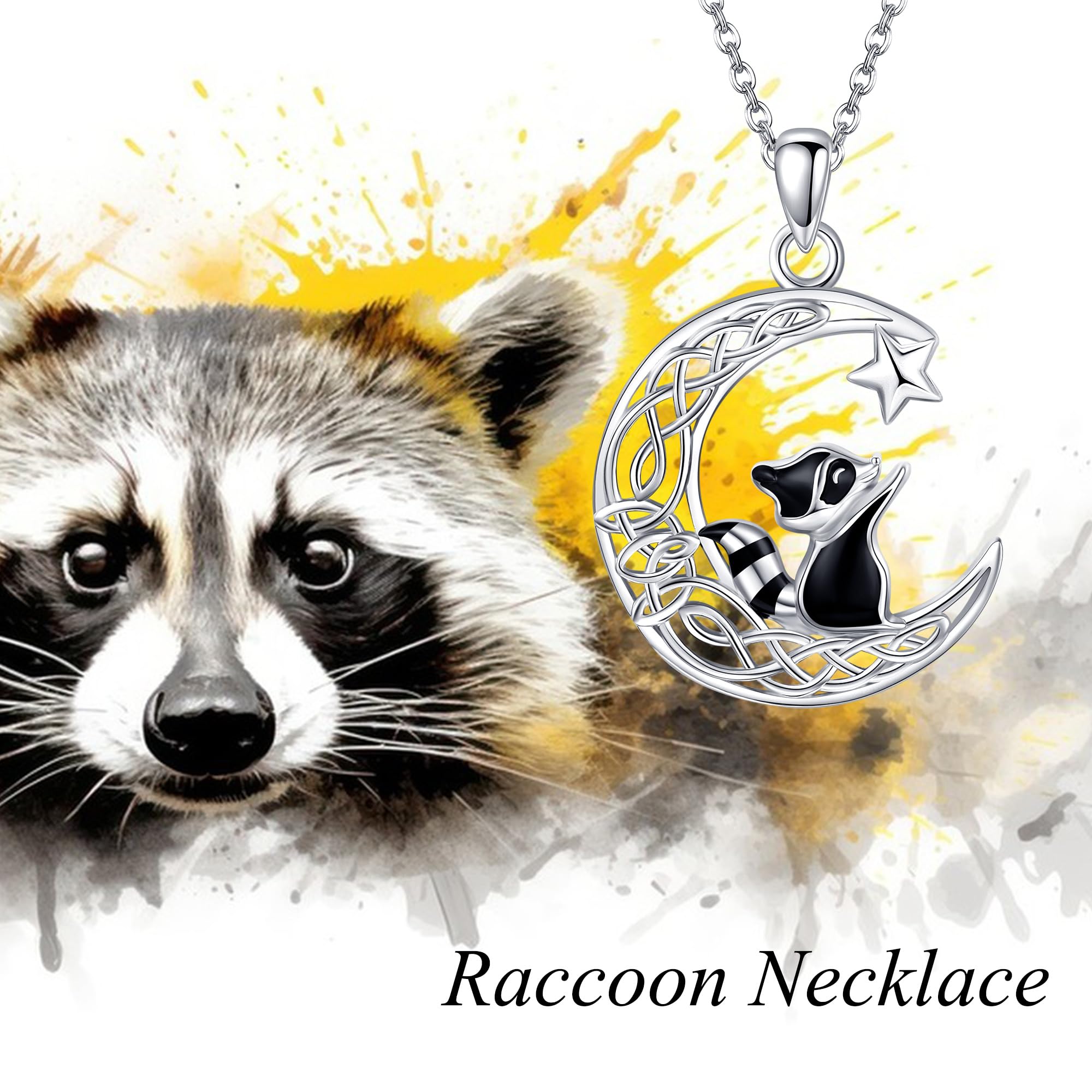 MONGAS Raccoon/Highland Cow/Capybara/Owl/Cat/Possum Necklace Sterling Silver Celtic Moon Necklace Cute Animal Jewelry Gifts for Women - Image 6