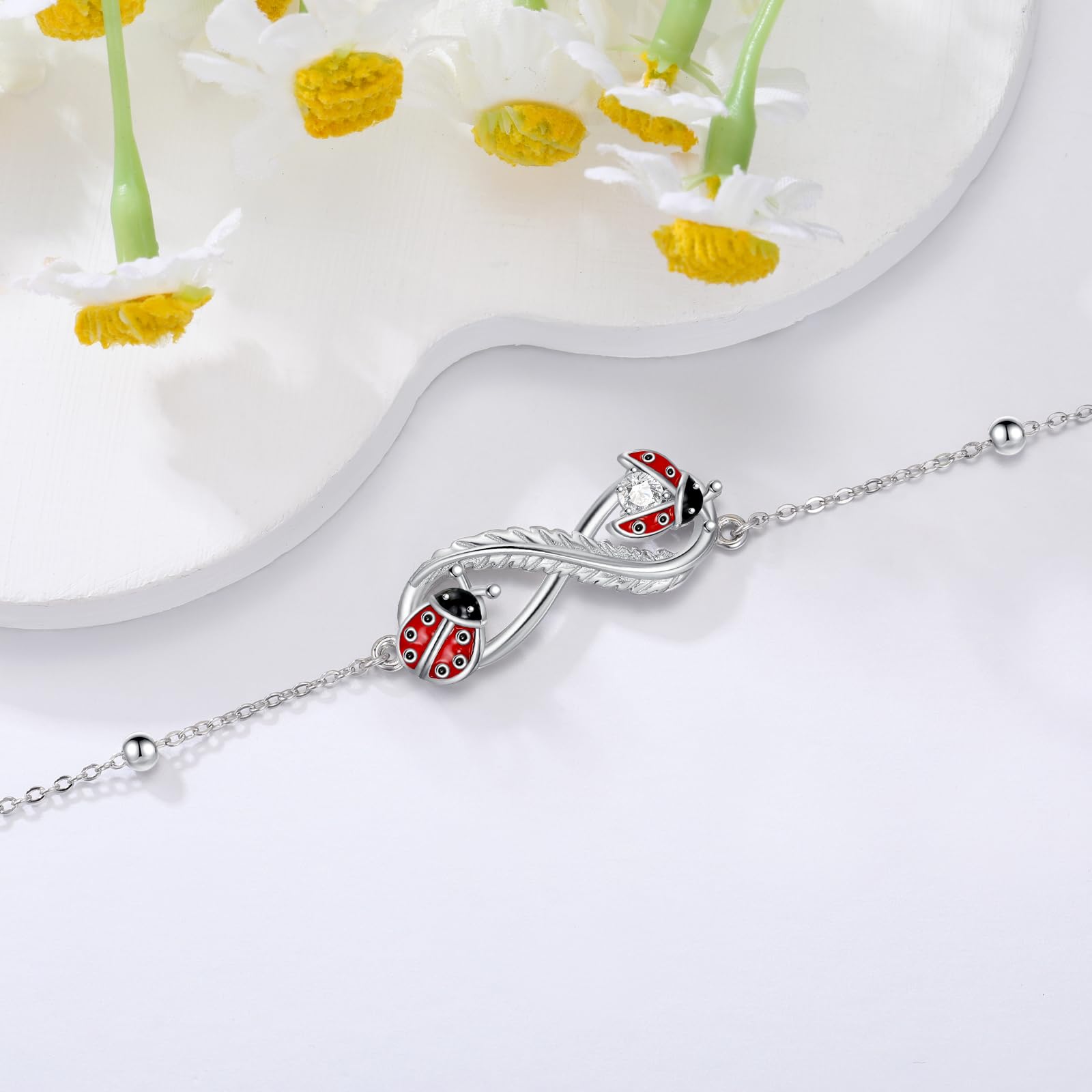 MONGAS Shark/Lotus/Wave/Four Leaf Clover/Daisy/Dragonfly/Compass Bracelet Sterling Silver flower/Scottish Thistle/Elephant/Tennis Ball Bracelet Jewelry for Women - Image 4