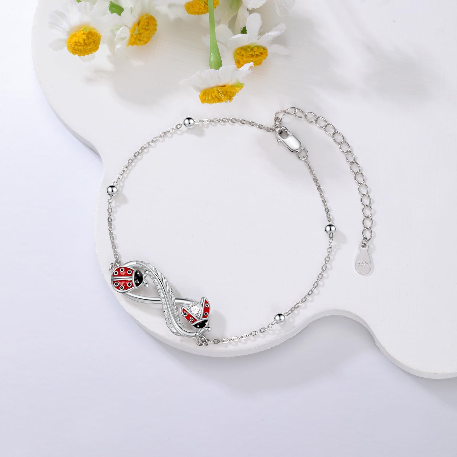 MONGAS Shark/Lotus/Wave/Four Leaf Clover/Daisy/Dragonfly/Compass Bracelet Sterling Silver flower/Scottish Thistle/Elephant/Tennis Ball Bracelet Jewelry for Women - Image 5