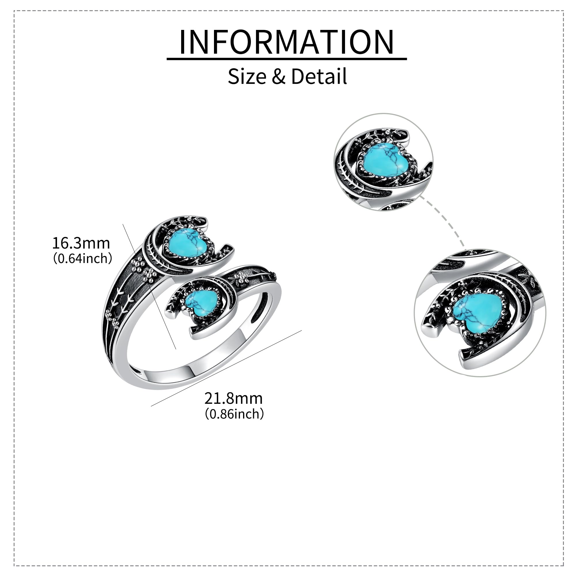 MONGAS Spoon Rings for Women Sterling Silver Horseshoe Witches Knot Filigree Open Adjustable Thumb Rings Horseshoe Witches Knot Filigree Jewelry Gifts for Women - Image 3