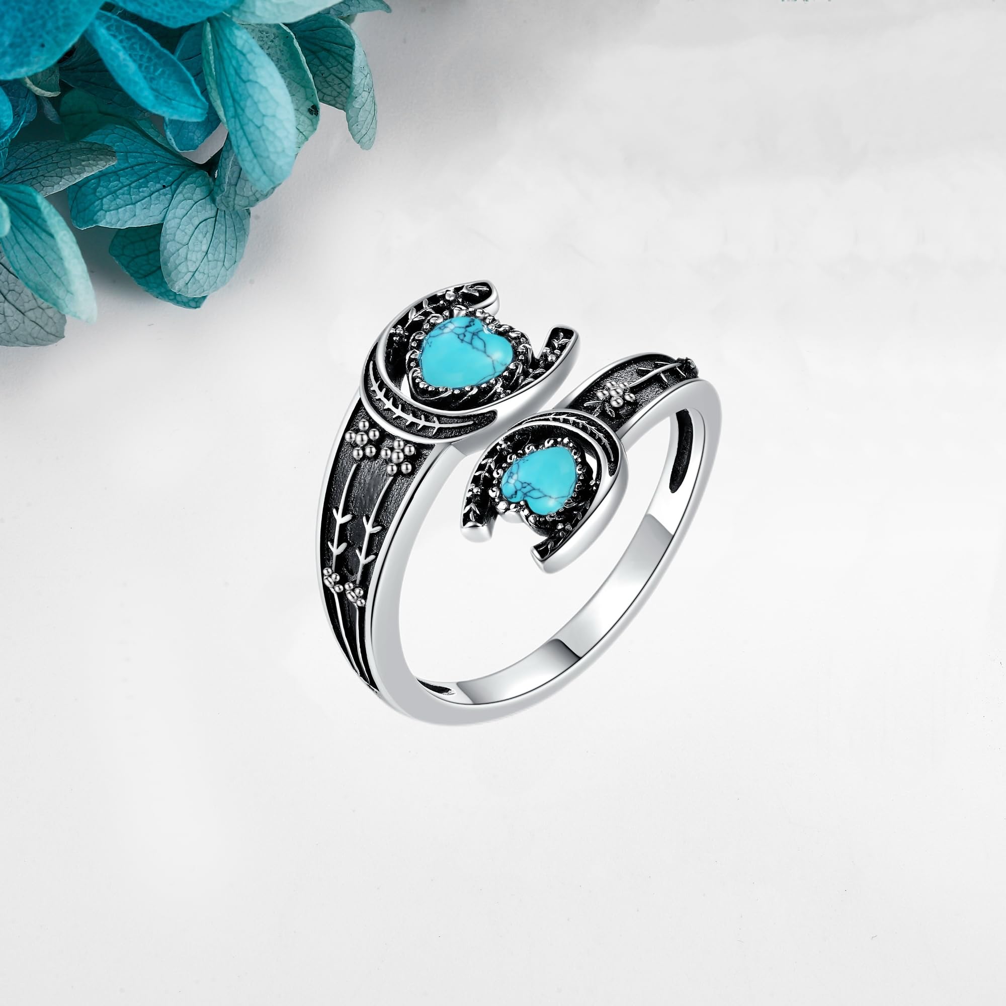 MONGAS Spoon Rings for Women Sterling Silver Horseshoe Witches Knot Filigree Open Adjustable Thumb Rings Horseshoe Witches Knot Filigree Jewelry Gifts for Women - Image 4