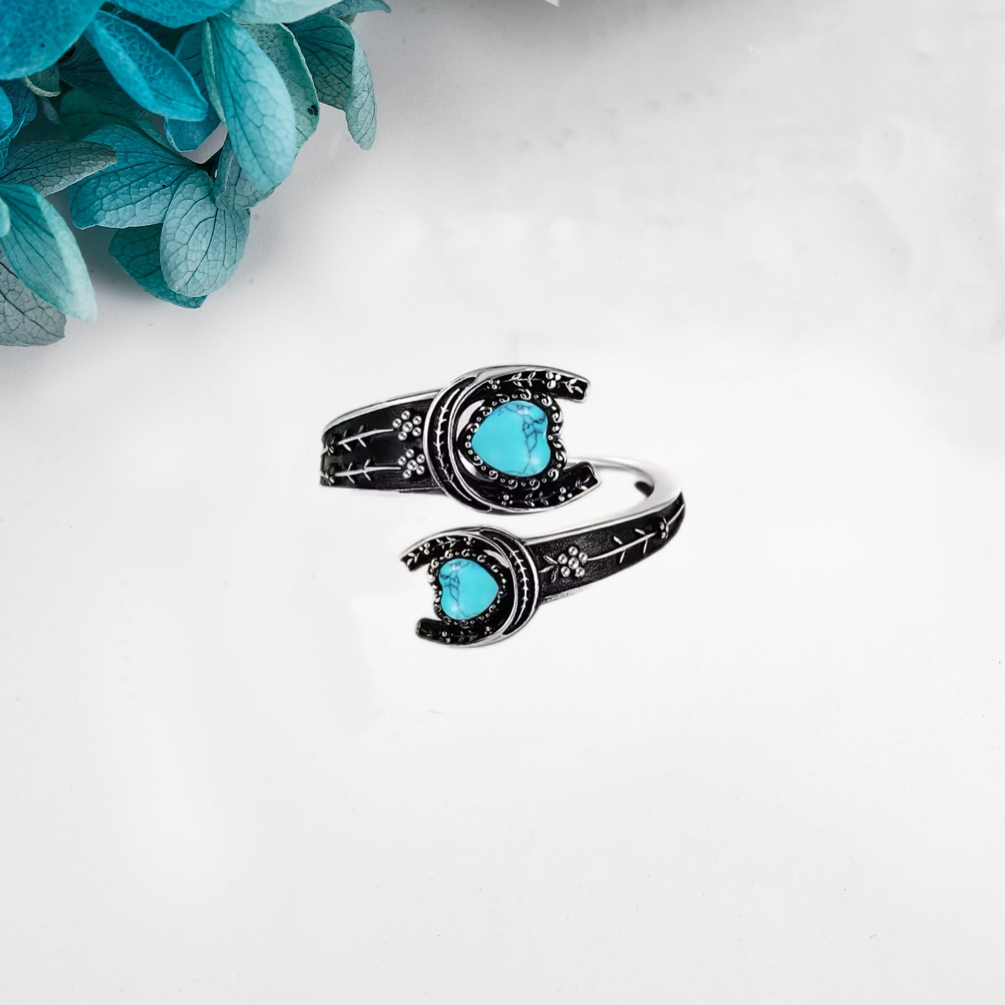 MONGAS Spoon Rings for Women Sterling Silver Horseshoe Witches Knot Filigree Open Adjustable Thumb Rings Horseshoe Witches Knot Filigree Jewelry Gifts for Women - Image 5