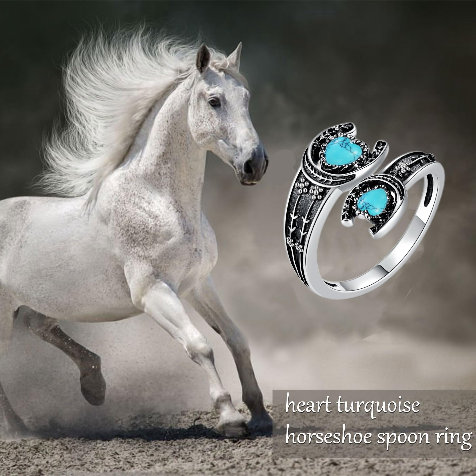 MONGAS Spoon Rings for Women Sterling Silver Horseshoe Witches Knot Filigree Open Adjustable Thumb Rings Horseshoe Witches Knot Filigree Jewelry Gifts for Women - Image 6