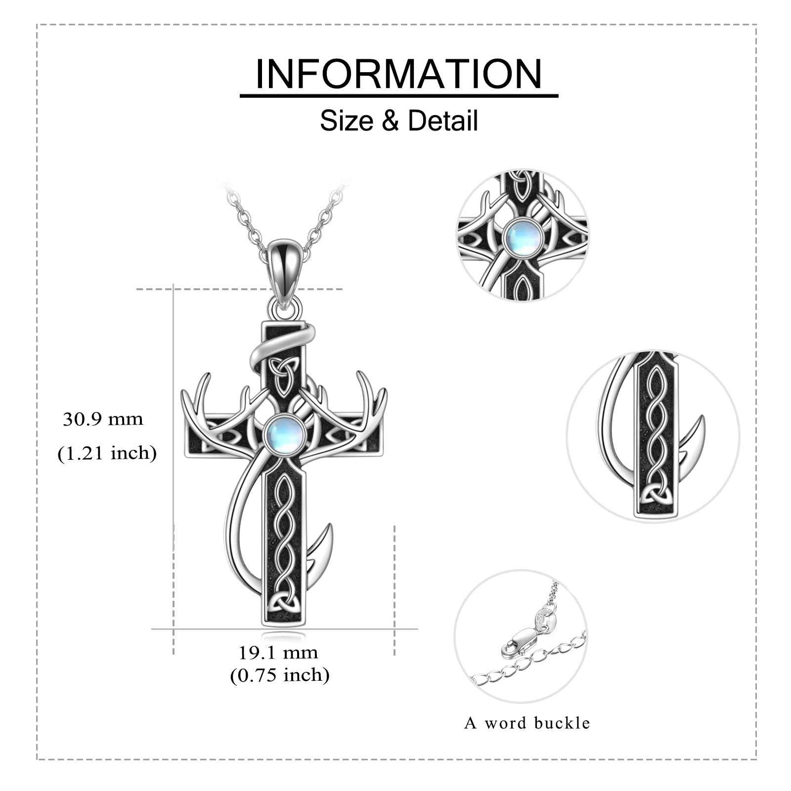 MONGAS Stethoscope/Panda/Baseball/St Brigid Cross/Cat/Fish Hook/Deer Antler Necklace Sterling Silver Nurse Cross Necklace Stethoscope Cross Jewelry for Women - Image 3