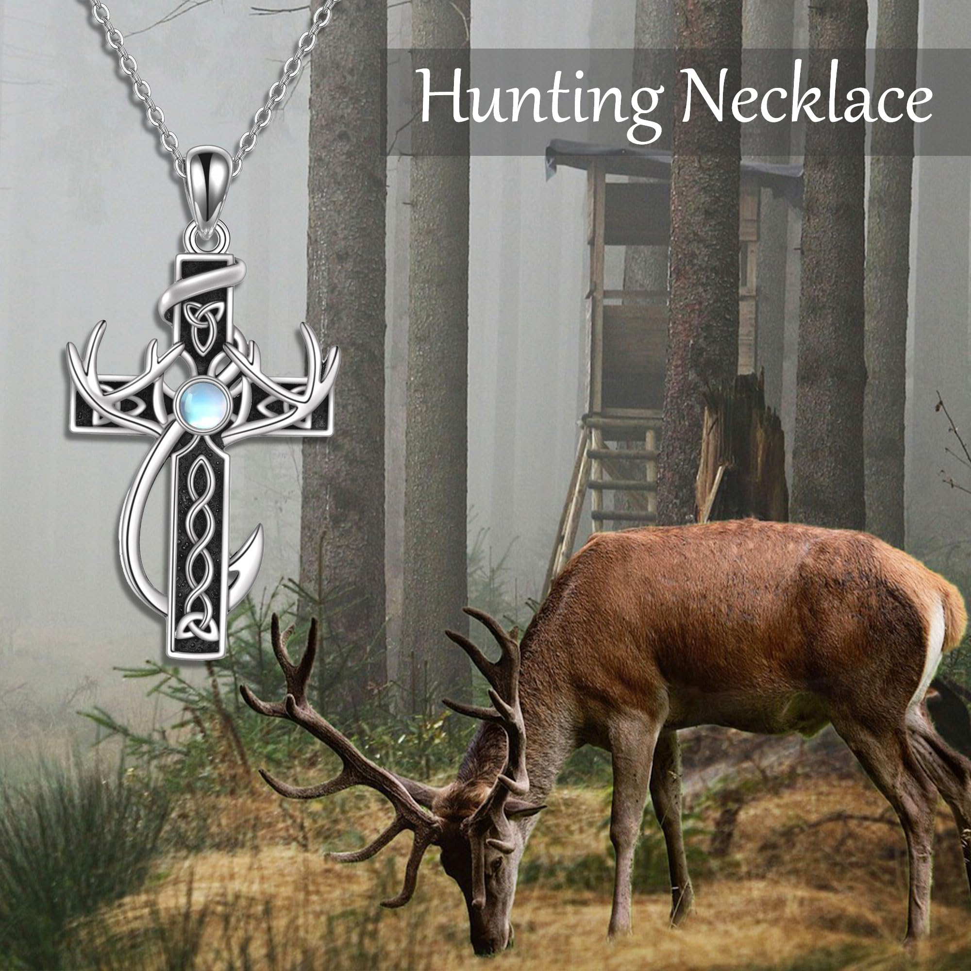 MONGAS Stethoscope/Panda/Baseball/St Brigid Cross/Cat/Fish Hook/Deer Antler Necklace Sterling Silver Nurse Cross Necklace Stethoscope Cross Jewelry for Women - Image 6