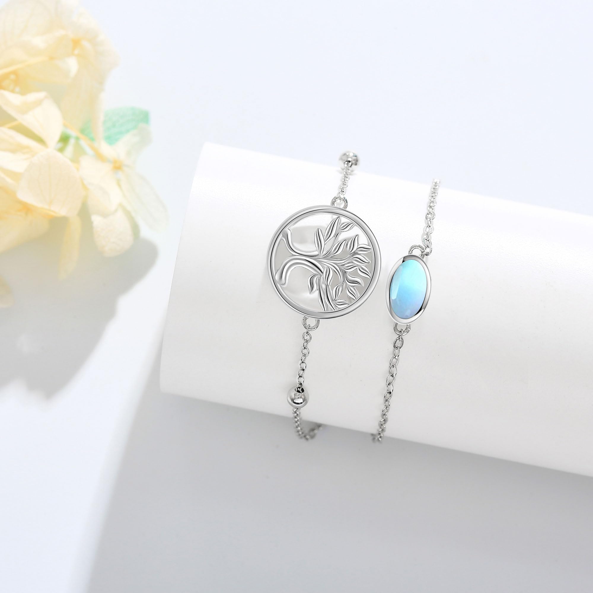 MONGAS Tree of Life/Dragonfly/Butterfly/Hamsa Evil Eye/Elephant/Daisy/Turtle Bracelets Sterling Silver Adjustable Bracelet Christmas Jewelry Gifts for Women - Image 3