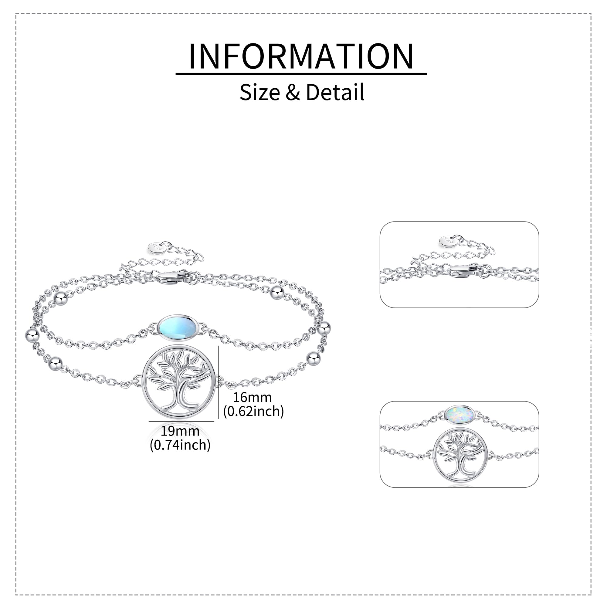 MONGAS Tree of Life/Dragonfly/Butterfly/Hamsa Evil Eye/Elephant/Daisy/Turtle Bracelets Sterling Silver Adjustable Bracelet Christmas Jewelry Gifts for Women - Image 5