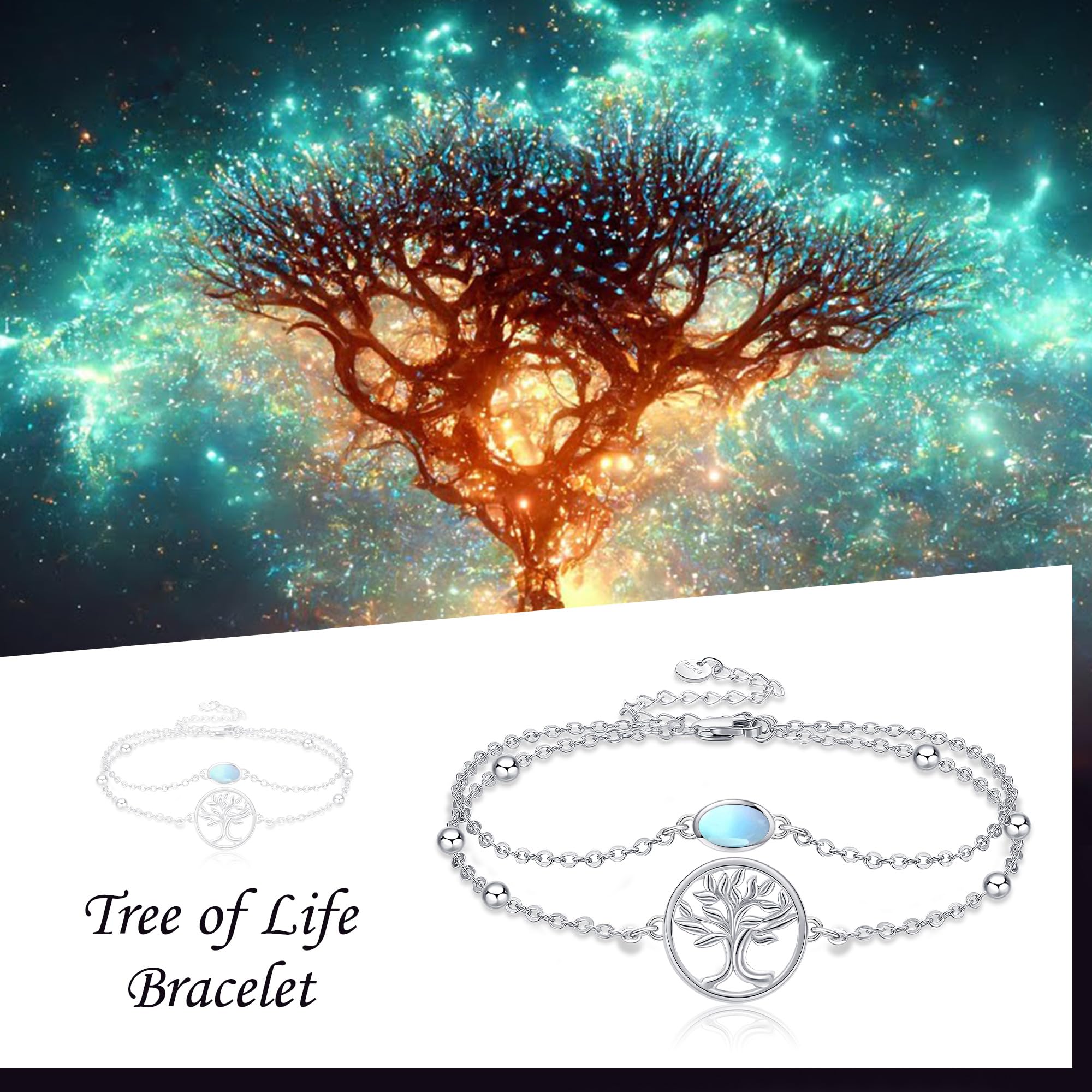MONGAS Tree of Life/Dragonfly/Butterfly/Hamsa Evil Eye/Elephant/Daisy/Turtle Bracelets Sterling Silver Adjustable Bracelet Christmas Jewelry Gifts for Women - Image 6