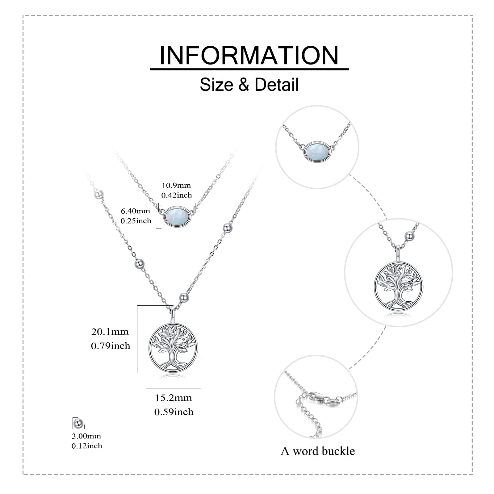 MONGAS Tree of Life/Infinity Cross/Lock and Key/Lotus/Hamsa/Horse/Strawberry/Opal/Lariat/Dragonfly/Heart/Violin Layered Necklace Sterling Silver for Women - Image 3