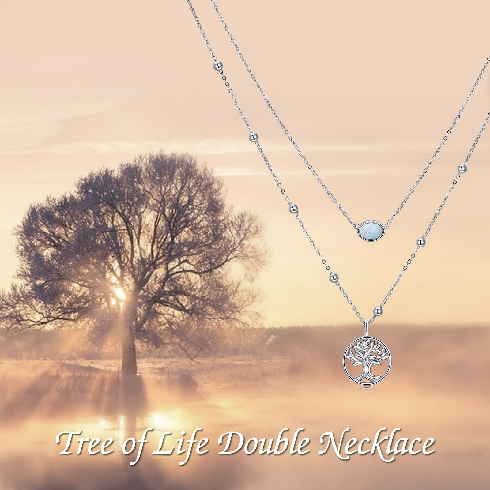 MONGAS Tree of Life/Infinity Cross/Lock and Key/Lotus/Hamsa/Horse/Strawberry/Opal/Lariat/Dragonfly/Heart/Violin Layered Necklace Sterling Silver for Women - Image 6