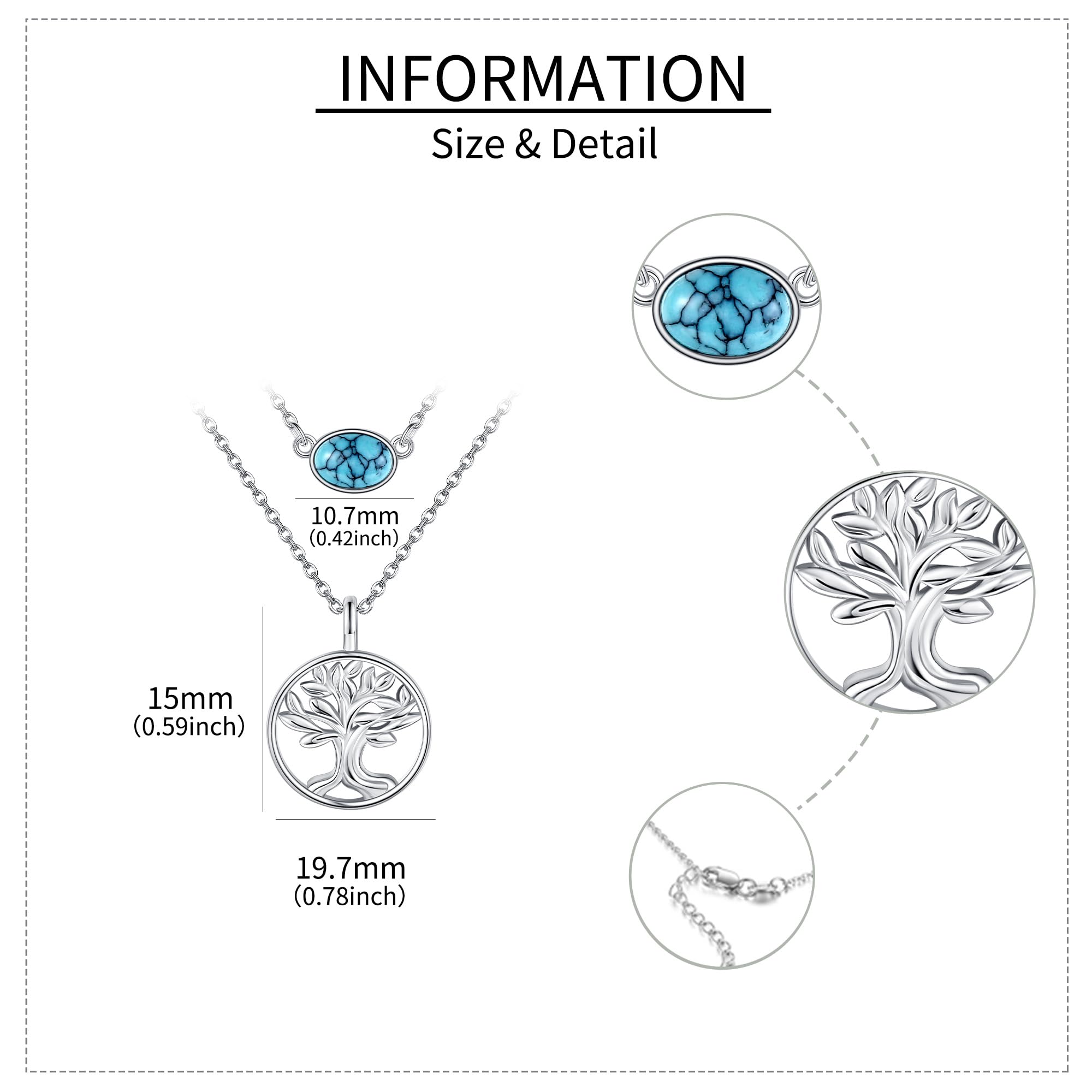 MONGAS Tree of Life/Infinity Cross/Lock and Key/Lotus/Hamsa/Horse/Strawberry/Opal/Lariat/Dragonfly/Heart/Violin Layered Necklace Sterling Silver for Women - Image 3