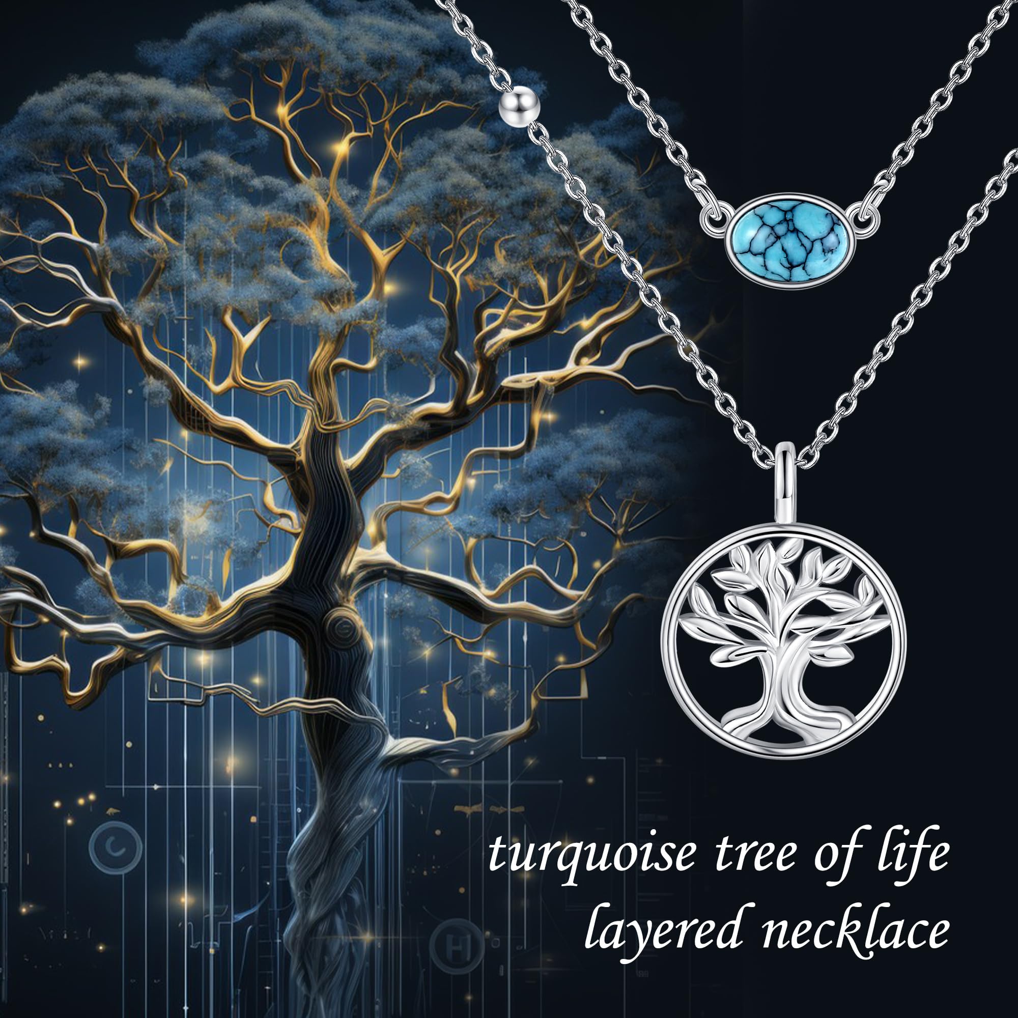 MONGAS Tree of Life/Infinity Cross/Lock and Key/Lotus/Hamsa/Horse/Strawberry/Opal/Lariat/Dragonfly/Heart/Violin Layered Necklace Sterling Silver for Women - Image 6